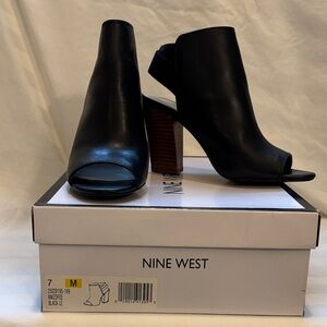 Nine West Black Peep-Toe Heeled Boots
